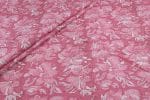 Flamingo Pink Floral Handblock Printed 100% Pure Soft Cotton Fabric