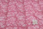Flamingo Pink Floral Handblock Printed 100% Pure Soft Cotton Fabric - Image 2