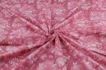 Flamingo Pink Floral Handblock Printed 100% Pure Soft Cotton Fabric - Image 3