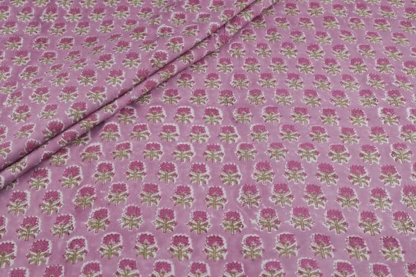 Light Purple Floral Handblock Printed 100% Pure Soft Cotton Fabric