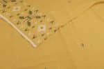 Daisy Yellow Handloom Intricate Border Flowy HandLoom Pure Soft Cotton Fabric