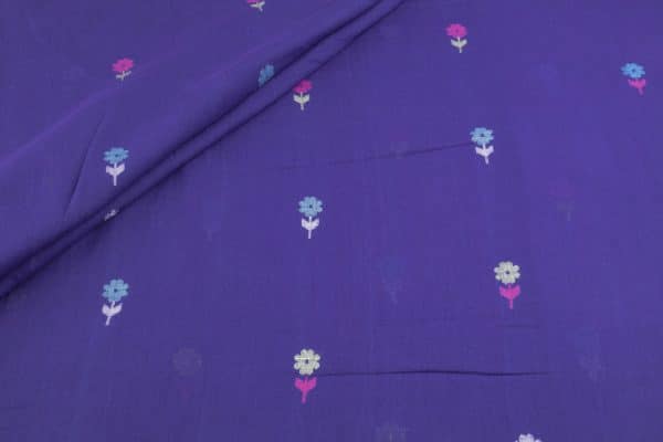 Purplish Blue Woven Design Flowy HandLoom Pure Soft Cotton Fabric