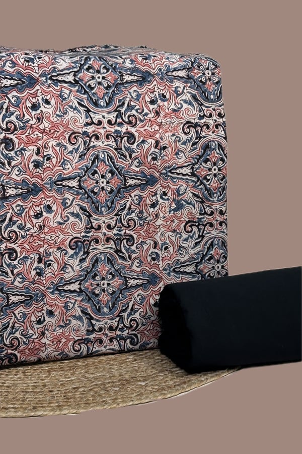 2pc Kalamkari Blockprinted Soft Cotton Top and Plain Dyed Cotton Bottom Fabric Set 2pc Kalamkari Blockprinted Soft Cotton Top and Plain Dyed Cotton Bottom Fabric Set - Image 1