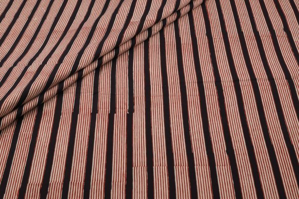 Natural Black Bagru Handblock Printed Cotton Fabric
