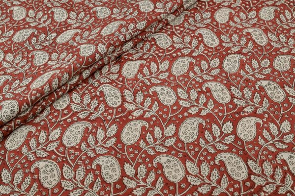 Natural Red Bagru Handblock Printed Cotton Fabric