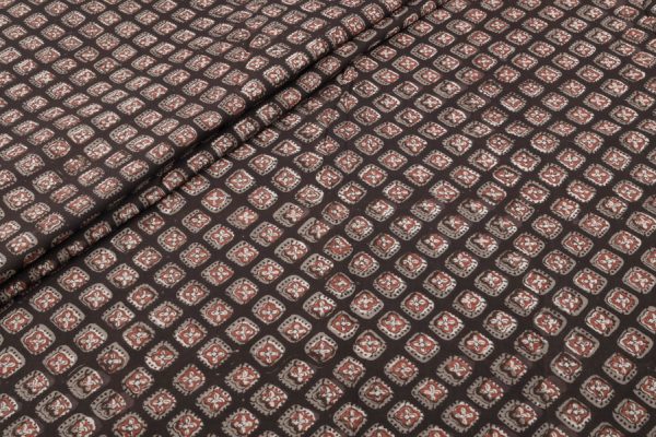 Natural Black Bagru Handblock Printed Cotton Fabric