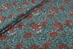 Peacock Blue Bagru Handblock Printed Cotton Fabric