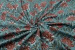 Peacock Blue Bagru Handblock Printed Cotton Fabric - Image 3