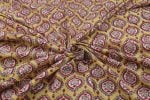 Royal Yellow MUL Floral Handblock Printed 100% Pure Soft Cotton Fabric - Image 3