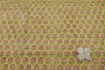 Dirty Yellow Floral Handblock Printed 100% Pure Soft Cotton Fabric - Image 2