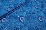 True Blue Floral Handblock Printed 100% Pure Soft Cotton Fabric