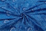 True Blue Floral Handblock Printed 100% Pure Soft Cotton Fabric - Image 3