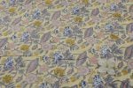Yellow Floral Handblock Printed 100% Pure Soft Cotton Fabric - Image 2