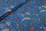 Blue Floral Handblock Printed 100% Pure Soft Cotton Fabric