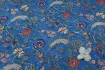 Blue Floral Handblock Printed 100% Pure Soft Cotton Fabric - Image 2