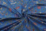 Blue Floral Handblock Printed 100% Pure Soft Cotton Fabric - Image 3