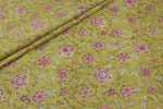 Dirty Yellow Floral Handblock Printed 100% Pure Soft Cotton Fabric
