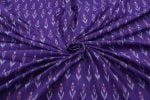 Slate Blue Mercerised Fine Handloom Ikkat Tie-Dye Pure Soft Cotton Fabric - Image 3