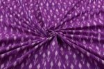 Electric Purple Mercerised Fine Handloom Ikkat Tie-Dye Pure Soft Cotton Fabric - Image 3