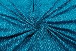 Sea Blue Mercerised Fine Handloom Ikkat Tie-Dye Pure Soft Cotton Fabric - Image 3