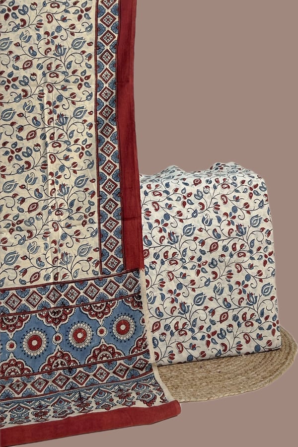 2pc Ajrakh HandCrafted Cotton Dupatta and Top Cotton Fabric Set
