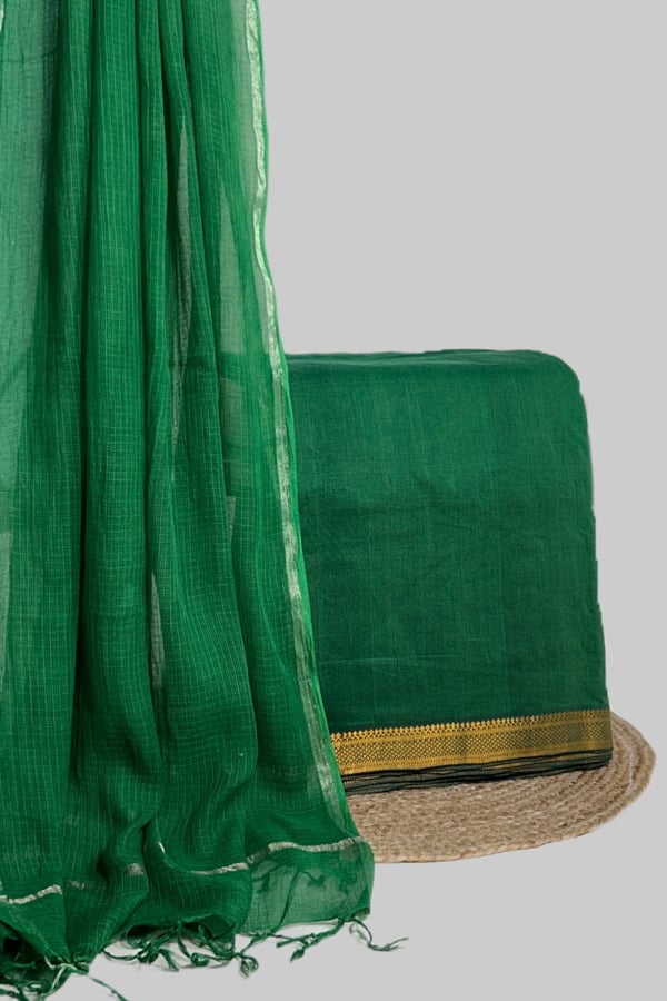 2pc Kota Doria Dupatta and Mangalgiri Zari Border Handwoven Pure Cotton Set 2pc Kota Doria Dupatta and Mangalgiri Zari Border Handwoven Pure Cotton Set - Image 1