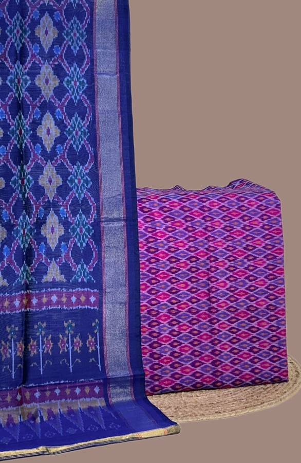 2Pc Premium Silk-Cotton Ikkat Dupatta and Soft Ikkat Cotton Silk Top Fabric Set 2Pc Premium Silk-Cotton Ikkat Dupatta and Soft Ikkat Cotton Silk Top Fabric Set - Image 1