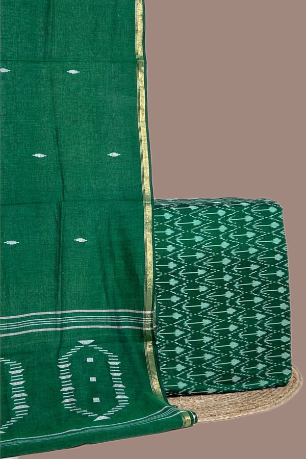 2Pc Handloom Cotton Dupatta and Handloom Ikkat Top Fabric Set 2Pc Handloom Cotton Dupatta and Handloom Ikkat Top Fabric Set - Image 1