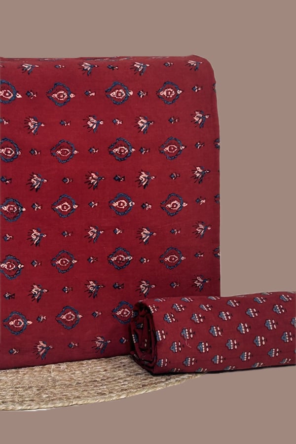 2Pc Ajrakh HandCrafted Cotton Top and Bottom Cotton Fabric Set 2Pc Ajrakh HandCrafted Cotton Top and Bottom Cotton Fabric Set - Image 1