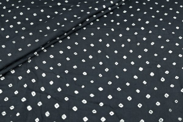 Black Bandhani Tie Dye 100% Pure Soft Cotton Satin Finish Fabric