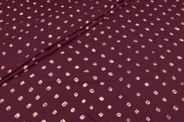 Brownish Red Bandhani Tie Dye 100% Pure Soft Cotton Satin Finish Fabric