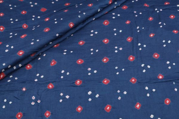Blue Bandhani Tie Dye 100% Pure Soft Cotton Satin Finish Fabric