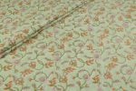 Moss Green Floral Handblock Printed 100% Pure Soft Cotton Fabric