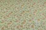 Moss Green Floral Handblock Printed 100% Pure Soft Cotton Fabric - Image 2