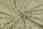 Moss Green Floral Handblock Printed 100% Pure Soft Cotton Fabric - Image 3