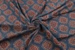 Natural Blue Dye Handblock Ajrakh Printed Cotton Fabric - Image 3