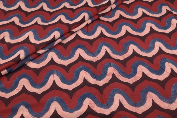 Natural Red Dye Handblock Ajrakh Printed Cotton Fabric