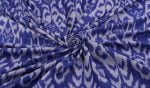 Ultramarine Blue Mercerised Fine Handloom Ikkat Tie-Dye Pure Soft Cotton Fabric - Image 3
