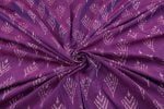 Purple Mercerised Fine Handloom Ikkat Tie-Dye Pure Soft Cotton Fabric - Image 3