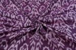 Purple Mercerised Fine Handloom Ikkat Tie-Dye Pure Soft Cotton Fabric - Image 3