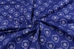 Ultramarine Blue Mercerised Fine Handloom Ikkat Tie-Dye Pure Soft Cotton Fabric - Image 3