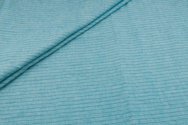 Pre-Cut 2m Pastel Blue Flowy HandLoom Woven Stripes Pure Soft Cotton Fabric