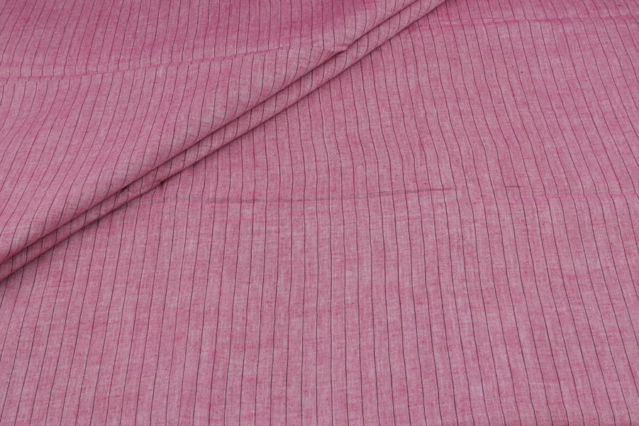Cherry Blossom Pink Flowy HandLoom Woven Stripes Pure Soft Cotton Fabric Cherry Blossom Pink Flowy HandLoom Woven Stripes Pure Soft Cotton Fabric - Image 1