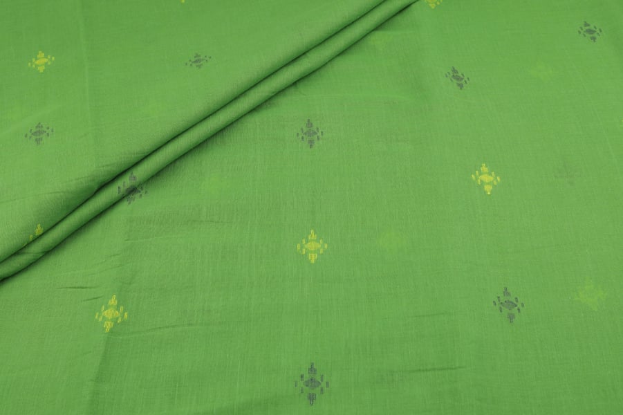 Lime Green Woven Design Flowy HandLoom Pure Soft Cotton Fabric Lime Green Woven Design Flowy HandLoom Pure Soft Cotton Fabric - Image 1