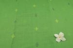 Lime Green Woven Design Flowy HandLoom Pure Soft Cotton Fabric - Image 2