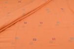 Flame Orange Woven Design Flowy HandLoom Pure Soft Cotton Fabric