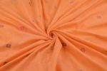 Flame Orange Woven Design Flowy HandLoom Pure Soft Cotton Fabric - Image 3