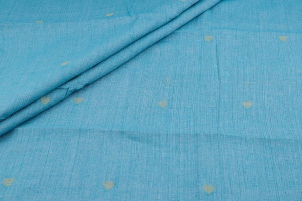 Sky Blue Woven Design Flowy HandLoom Pure Soft Cotton Fabric