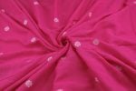 Hot Pink Woven Design Flowy HandLoom Pure Soft Cotton Fabric - Image 3