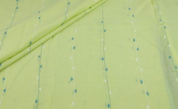 Pre-Cut 1m Light Green Woven Design Flowy HandLoom Pure Soft Cotton Fabric